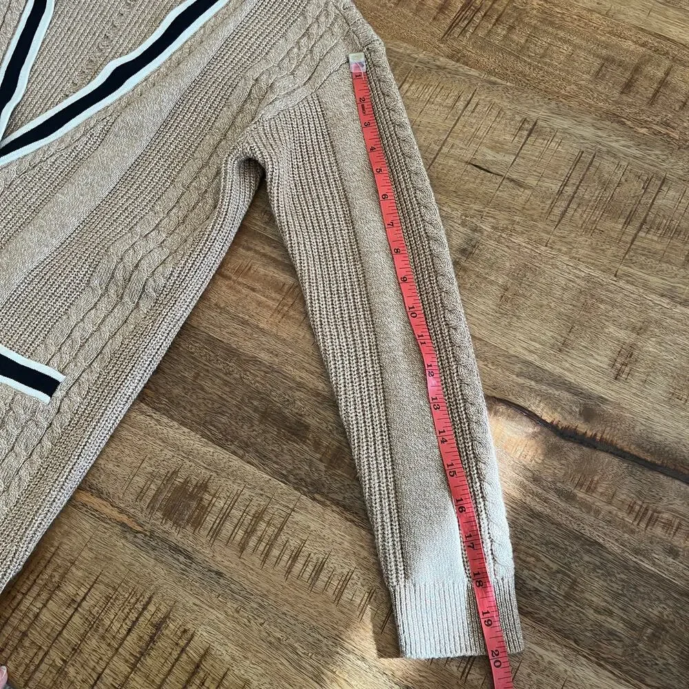 Talbots Cable Knit Cardigan‎ Old Money Womens MP Long Preppy Academia Cotton Tan